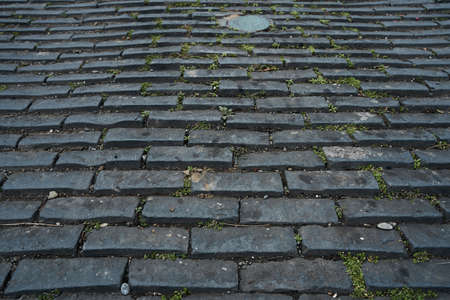 Close-up texture of stone paving stones.