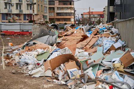 Landfill for construction waste. Construction site. Building construction. Batumi, Georgia - 03.23.2021のeditorial素材
