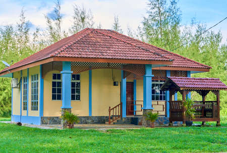 Vacation housing. A house in the jungle on an islandの写真素材