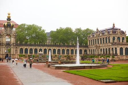 Saxon architecture in Dresden. Saxon Palace Zwinger. A popular tourist spot. Dresden, Germany - 05.20.2019のeditorial素材