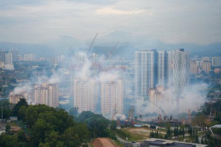 Disinfection of residential complexes from rodents and insects using smoke. Kuala Lumpur, Malaysia -...