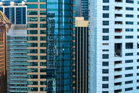 Modern high-rise office building made of glass and concrete.の写真素材