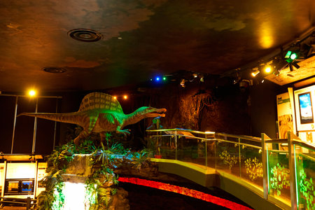 Interior museum of jurassic park with robotic dinosaurs. Kuala Lumpur, Malaysia - 03.14.2020のeditorial素材
