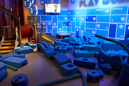 Interior of science museum playground. Kids entertainment and education. Kuala Lumpur, Malaysia - 03.14.2020のeditorial素材