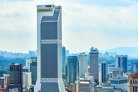 Scenery view downtown of modern megapolis. Kuala Lumpur, Malaysia - 01/04/2020のeditorial素材