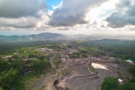 A beautiful valley under an active volcano. An old river made of ash and lava where minerals are...
