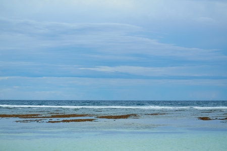 An amazingly beautiful uninhabited tropical beach with clear, clean ocean water on the popular...