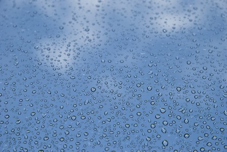 Rain on the glass, water drops.の写真素材