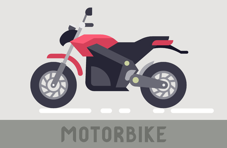 Red and Black Motorcycle in Flat Styleのイラスト素材