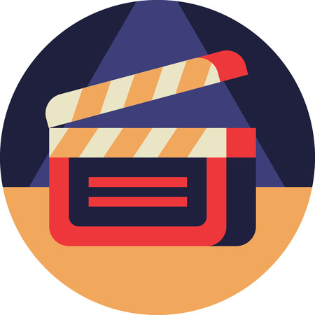 Cinema Clapperboard Icon in Flat Styleのイラスト素材
