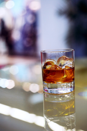  Whiskey on the glass tableの写真素材