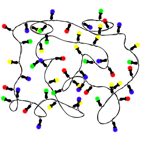 Merry Xmas Lights Seamless Colorful Garland Vectorのイラスト素材