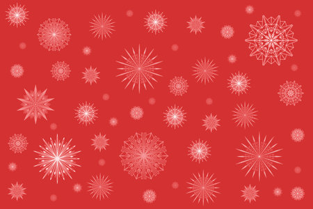 White snowflakes on a red background. Christmas background. High quality illustrationの写真素材