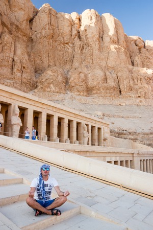 The ancient temple of Hatshepsut in Luxor, Egyptの写真素材