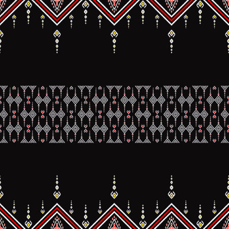 White, yellow and red line drawings have a black background, Art, Design, Patterns for use as background, Patterns for fabric patterns.の写真素材