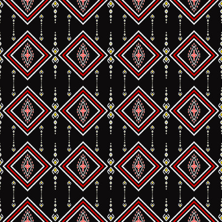 White, yellow and red line drawings have a black background, Art, Design, Patterns for use as background, Patterns for fabric patterns.の写真素材