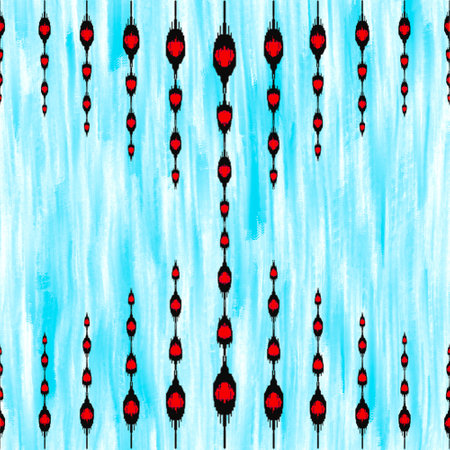 Draw black and red lines with blue background, Design, Fabric pattern, Pattern for use as...
