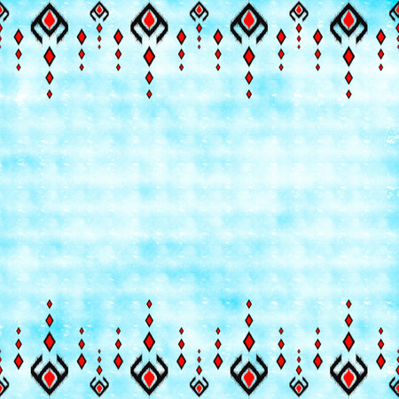Draw black and red lines with blue background, Design, Fabric patterns, Patterns for use as background, Art.の写真素材