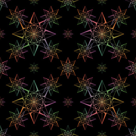 Abstract, Doodle lines in abstract flower circles, Lines with many colors without fixed shapes...