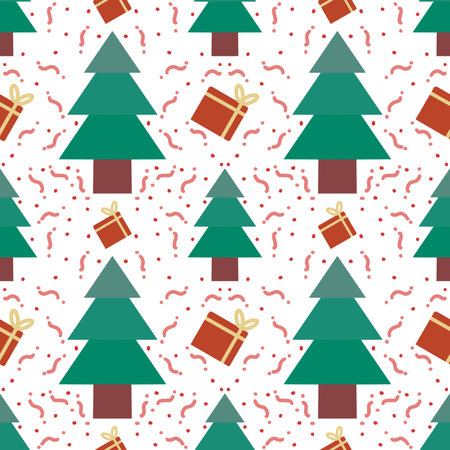 Tree Pattern and Gift, Used to Make Background, Cover, Wrap, Paper Pattern, Design, Abstract Pattern on Product Surface.の写真素材