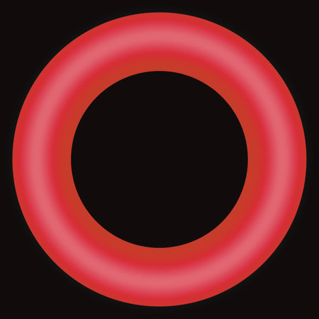 Red circle, circle with donut center hole, symbol, pattern, beautiful color, cover, wrap, pattern on product.の写真素材