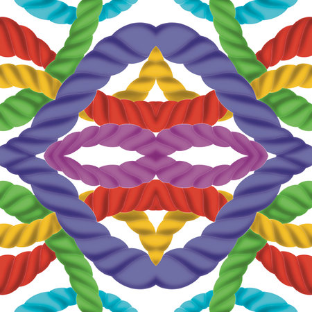 Rope patterns, paint the patterns of the ropes painted in a variety of beautiful colors. Overlapping around, used as wallpaper, cover, print, design pattern, carpet.の写真素材