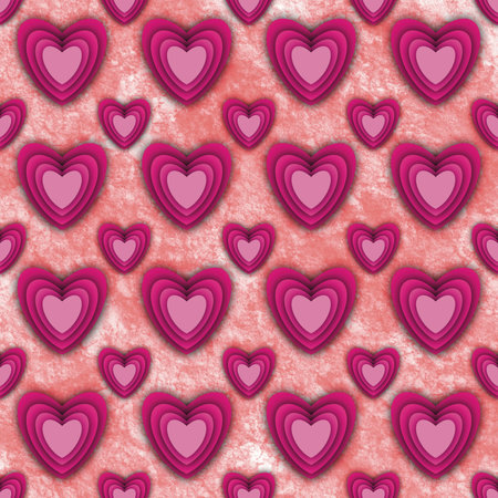 Heart, a picture of overlapping pink hearts reduced in size, print, cover, wallpaper, carpet design,...