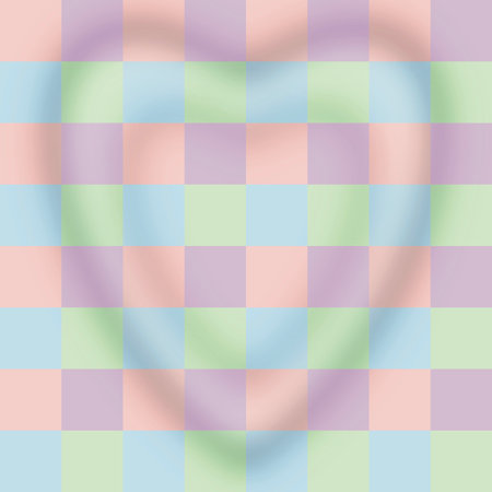 A beautiful multi-colored woven fabric in the shape of a heart, featuring alternating patterns at the bottom, with various colors of prints, textures, wallpaper, carpet designs.の写真素材