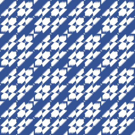 Ikat, fabric pattern, woven white and blue lines square shapes, Fabric Patterns Consist of Delicate...