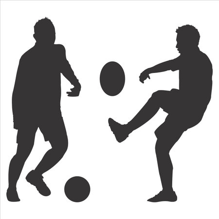 silhouette of soccer player on the white background. vector illustrationのイラスト素材