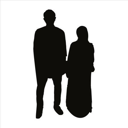 Vector silhouette of family on white background. Symbol of father, mother and child.のイラスト素材