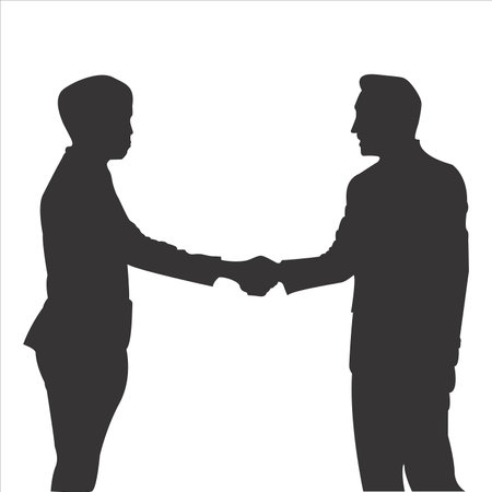 Silhouette of business people shaking hands, isolated on white backgroundのイラスト素材