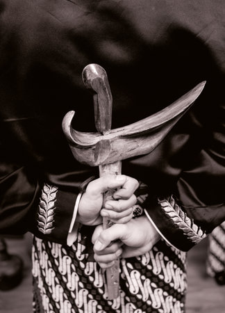 Traditional costume in the south of Thailand. Black and white tone.の写真素材