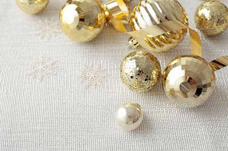 gold christmas ornaments, seasonal decoration