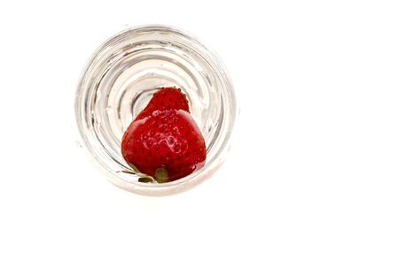 	Fresh Strawberries in the glass isoleted on white backgroundの写真素材