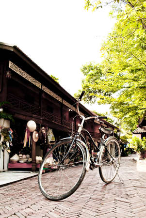 Vintage bicycle in old townの写真素材