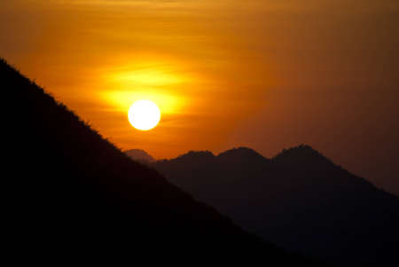 Sunrise on the mountainの写真素材