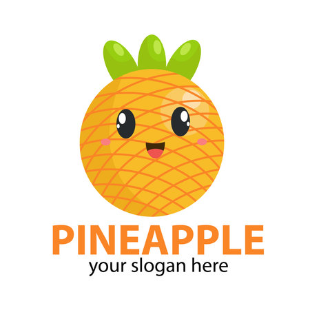 vector round shaped orange pineapple smilingのイラスト素材