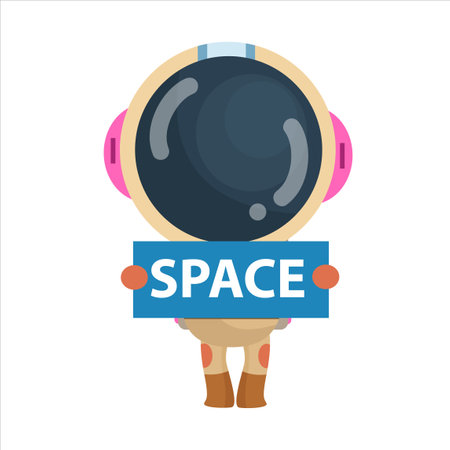 vector cartoon cute and cute astronaut standing holding spaceのイラスト素材