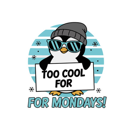 Cute penguin with a sign for food for monday.のイラスト素材