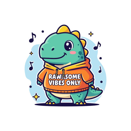 Cute cartoon dinosaur. Vector illustration on white background. Isolated.のイラスト素材