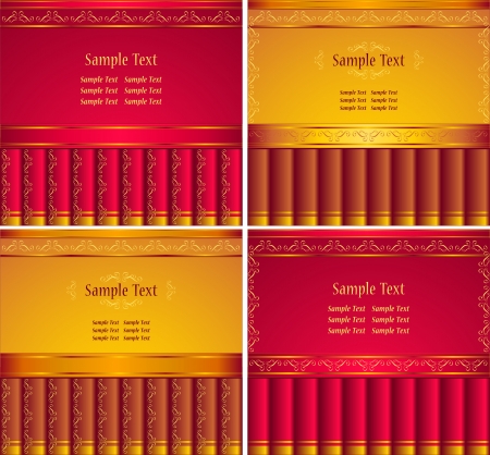 Red, Gold, Brown   backgrounds with ribbon and ornamentのイラスト素材