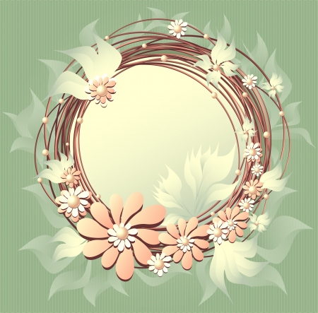 Scrapbooking floral  frame with flowers pearls and petals for spring holiday or advertising other thingsのイラスト素材