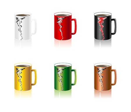 Set colorful Cups with abstract smokeのイラスト素材