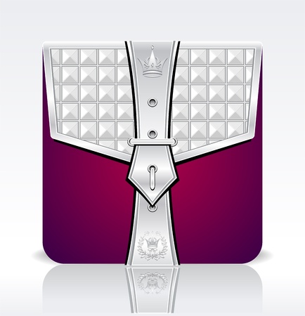 Folder icon with crown leaves silver red colorsのイラスト素材