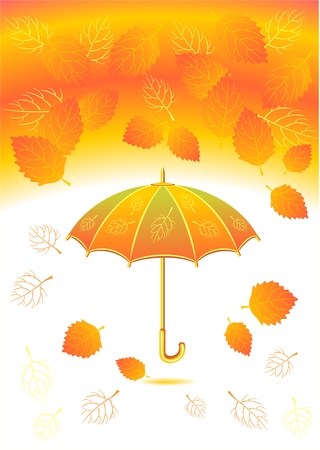 Autumn background with leaves umbrellaのイラスト素材