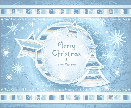 Background with Christmas Tree stars snowflakes with hoarfrost effect light blue colorsのイラスト素材