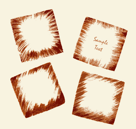 Set square border frame from handmade brush and drawing inkのイラスト素材