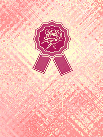 Background with abstract texture and rose emblem in pink yellow colors のイラスト素材