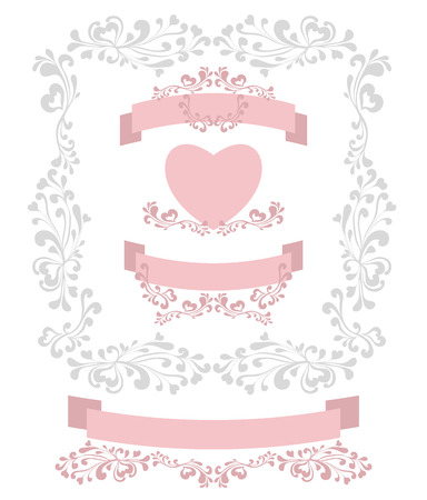 Set decorate element for Valentines Day or for Wedding or for romantic style designのイラスト素材